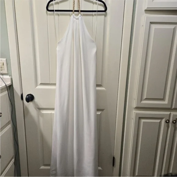 Banana Republic Halter Dress Cream Maxi Size 10 EUC - Picture 5 of 13